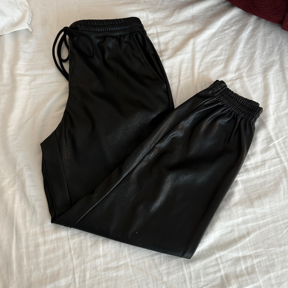 Faux Leather Joggers